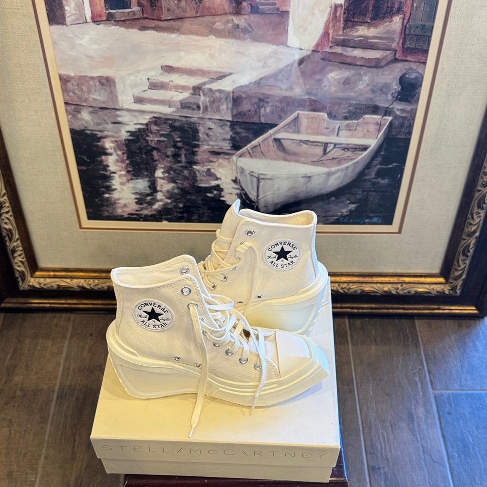 Converse High-Top Athletic Shoes in Cream